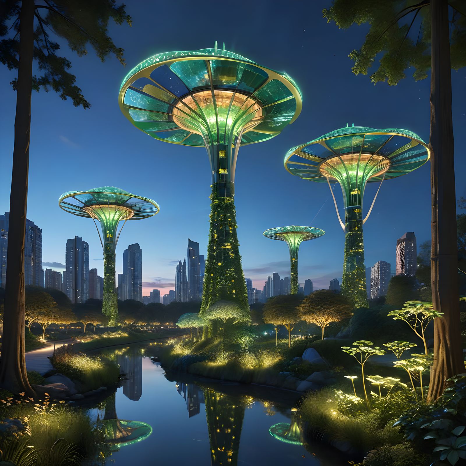 Sustainable Futuristic Cityscape in Organic Harmony