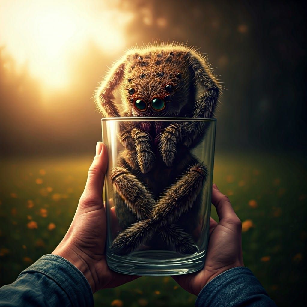Offended Anthropomorphic Spider in a Jar