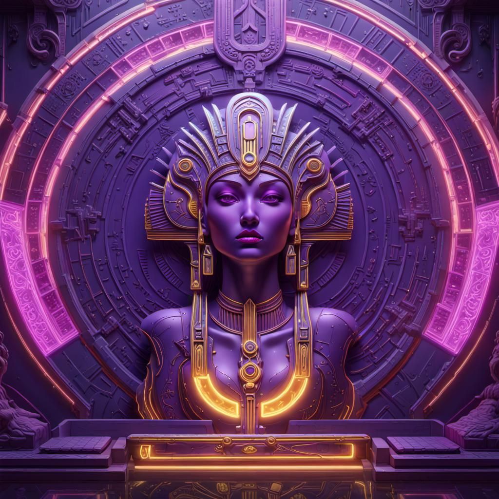 Neon Art Deco Hieroglyphics in Dark Fantasy Style