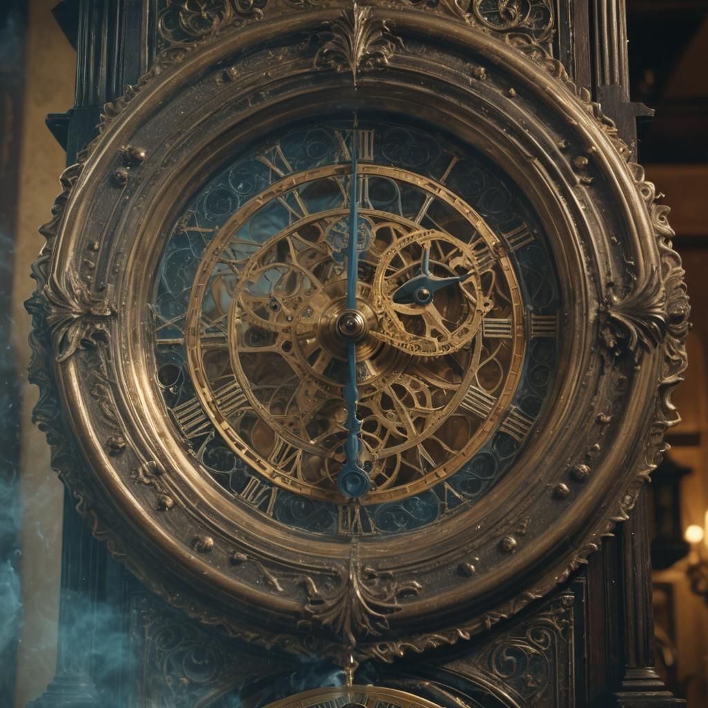 Surreal Grandfather Clock Reverses Time in Old Mansion