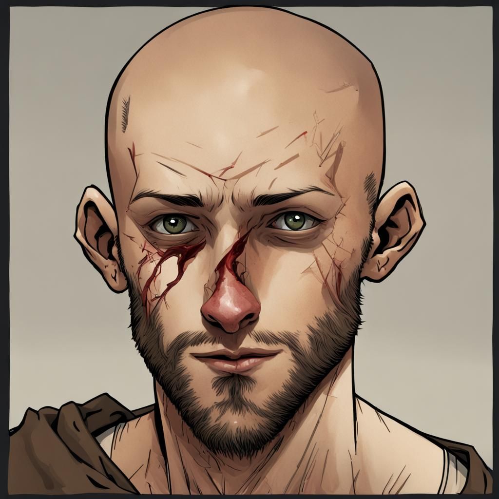 Scarred Young Man in Battle Pope Robe