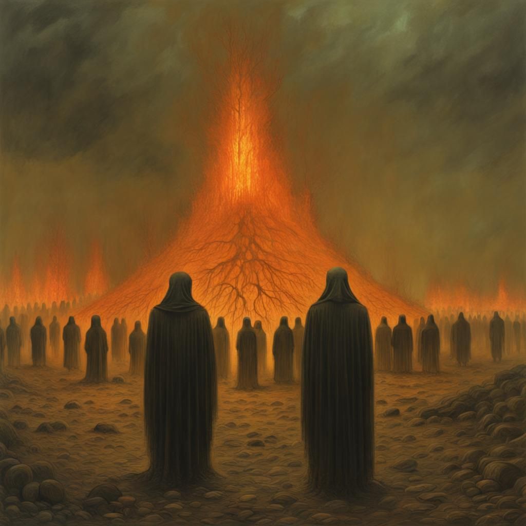 Funeral Pyres Burning High in Dystopian Style
