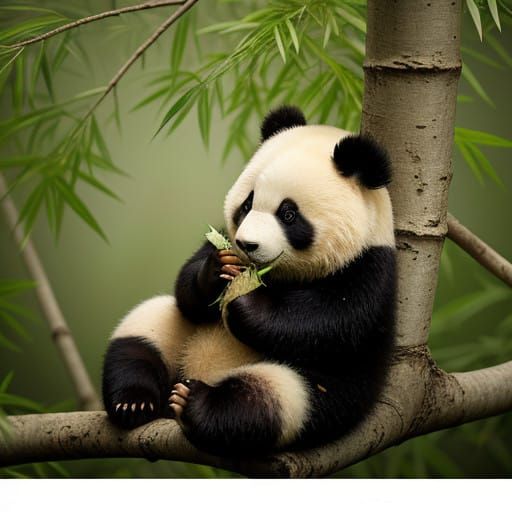 Charming Baby Panda in a Tree