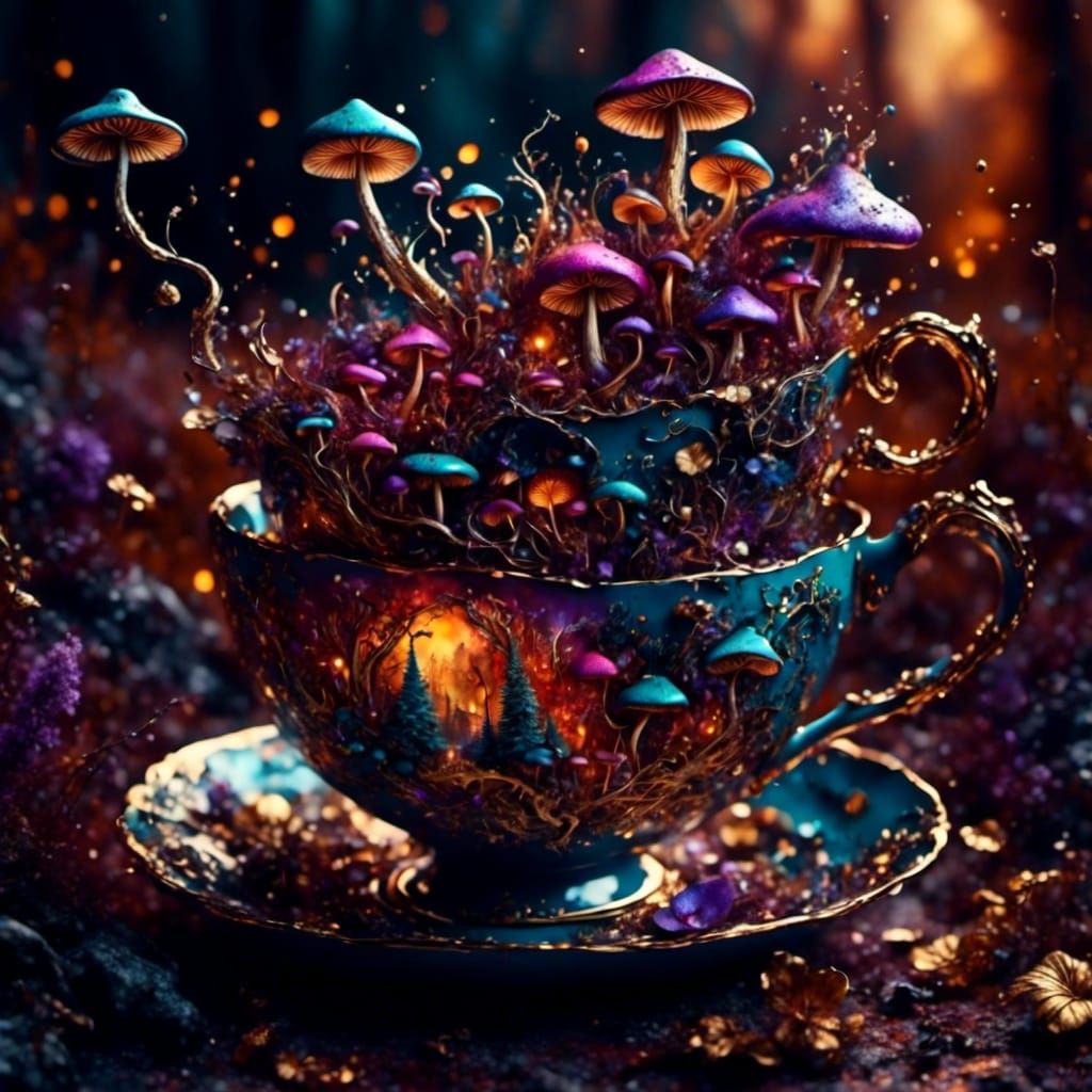 Fantasy Tea Party: Teacups in Collage Art