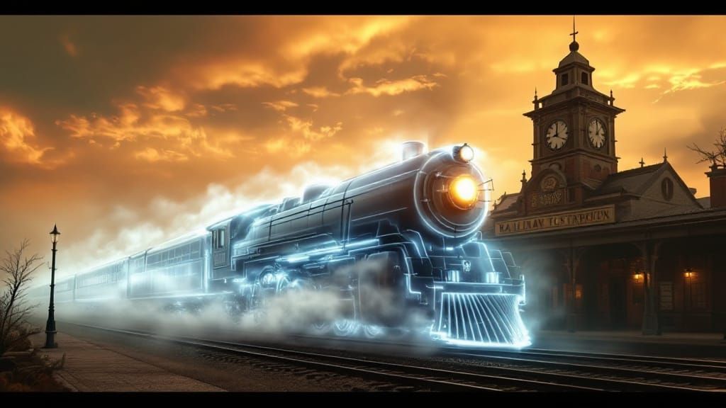 Ethereal Ghost Train at Historic Railway Station