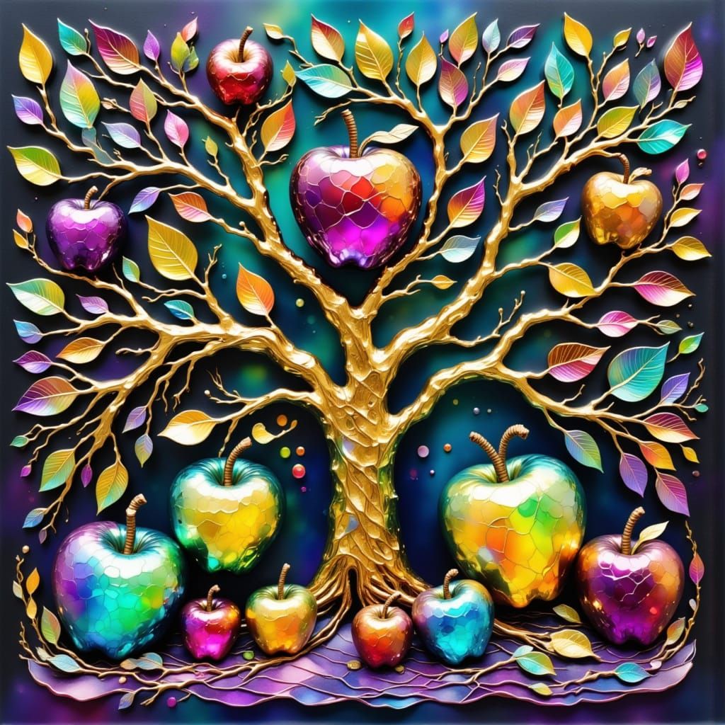 Apples growing in unusual colours, shapes and sizes.