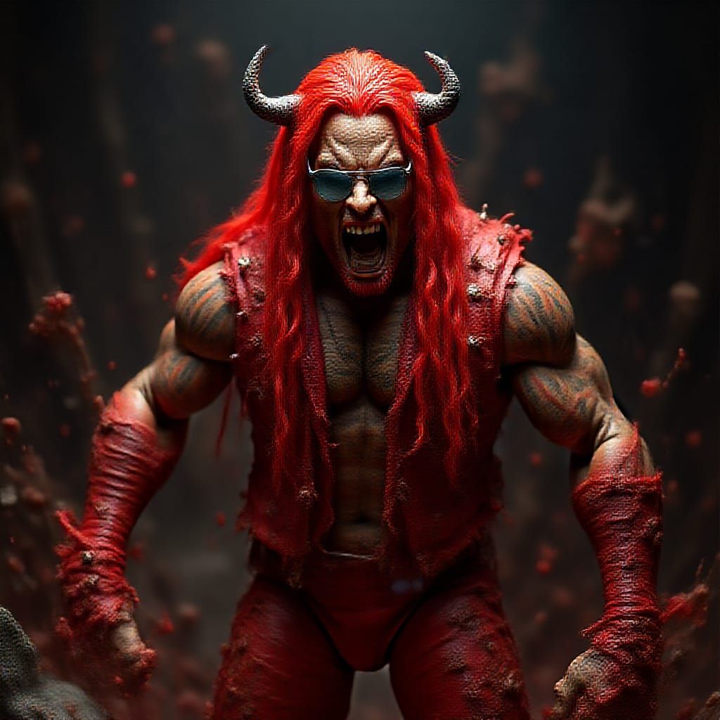 Demonic Wrestler Action Figure in Gothic Fantasy Style