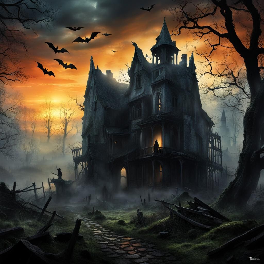 Haunted Village Ruins in Spooky Forest