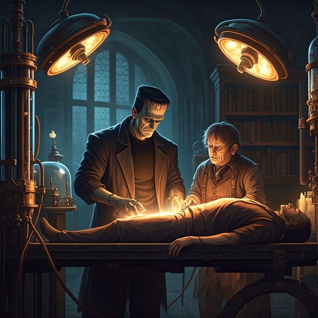 Gothic Creator in Dark Laboratory, Steampunk Style
