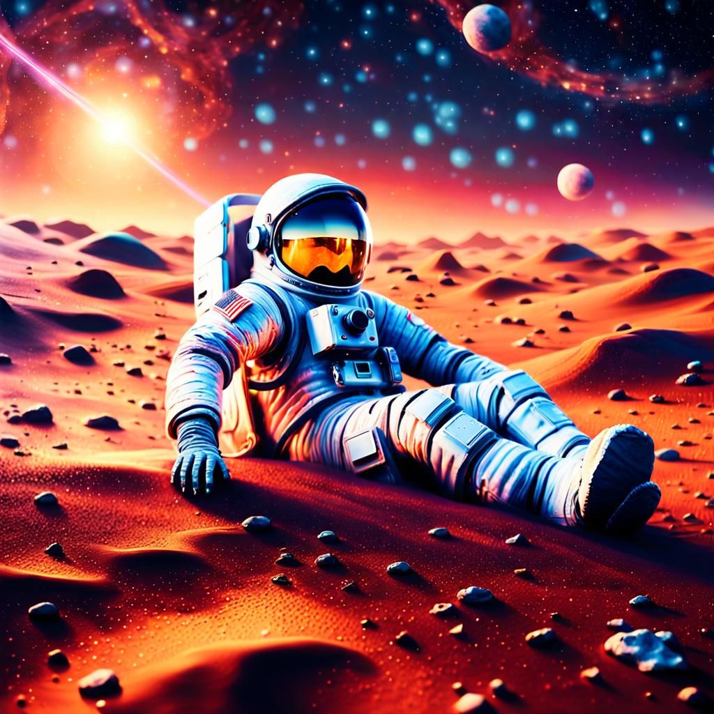 Abandoned Astronaut Suit in Starry Space Landscape