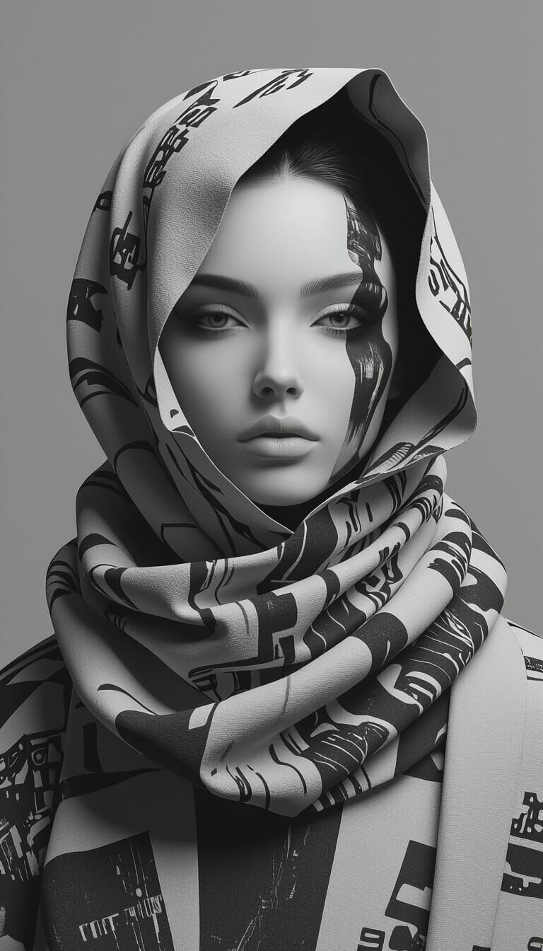 Avant-Garde Fashion Model with Portrait