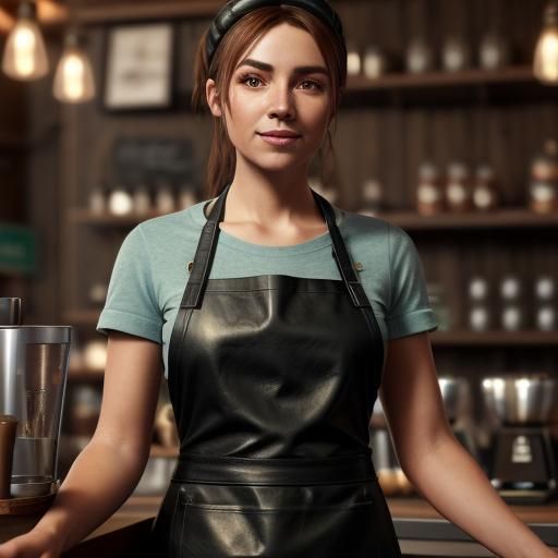 Barista Offers Espresso: Detailed Matte Painting