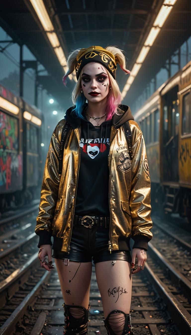 Mysterious Mafia Woman in Golden Light: Hyper-Realistic Digi...