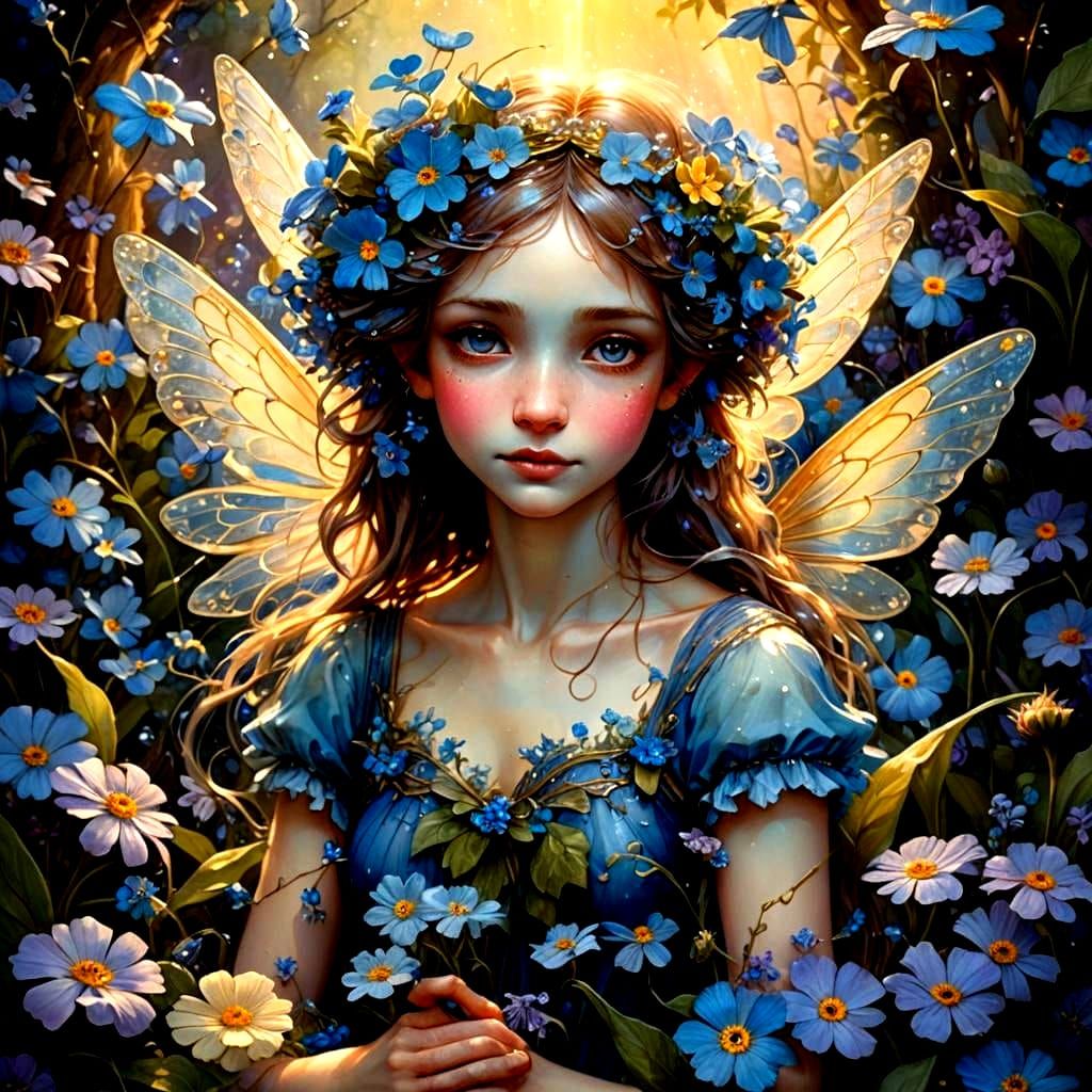 Forget-Me-Not Fairy: Detailed Fantasy Concept Art