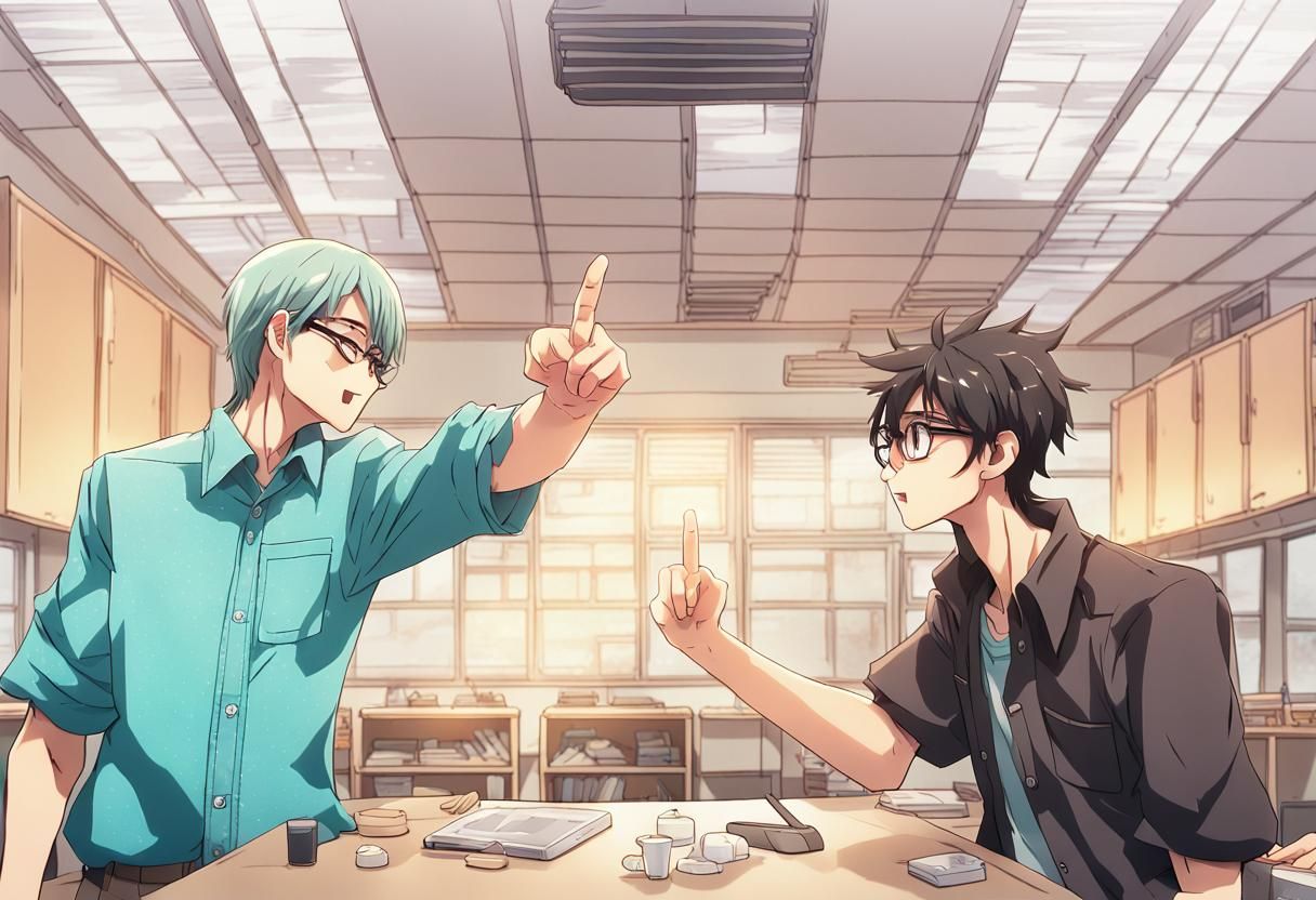 Anime Style High School Argument at Sunset