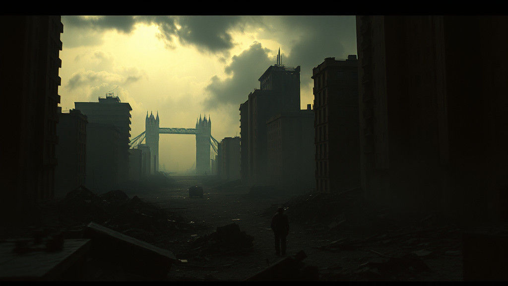 Cityscape Ruins in Cinematic Gritty Realism