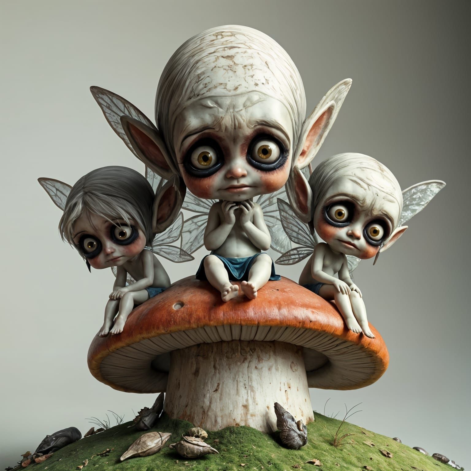 Chibi Fairy Mushroom Horror Scene