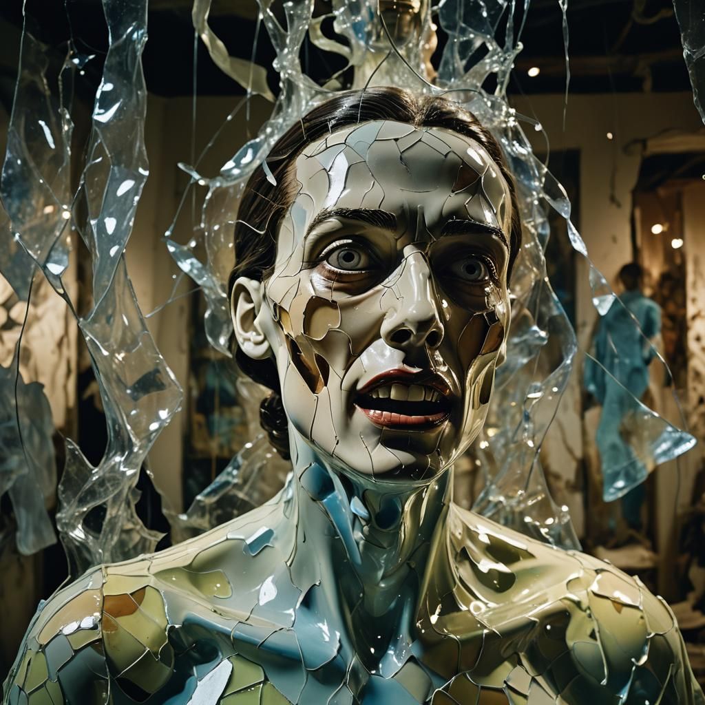 Mannequin's Silent Scream in Surrealist Style