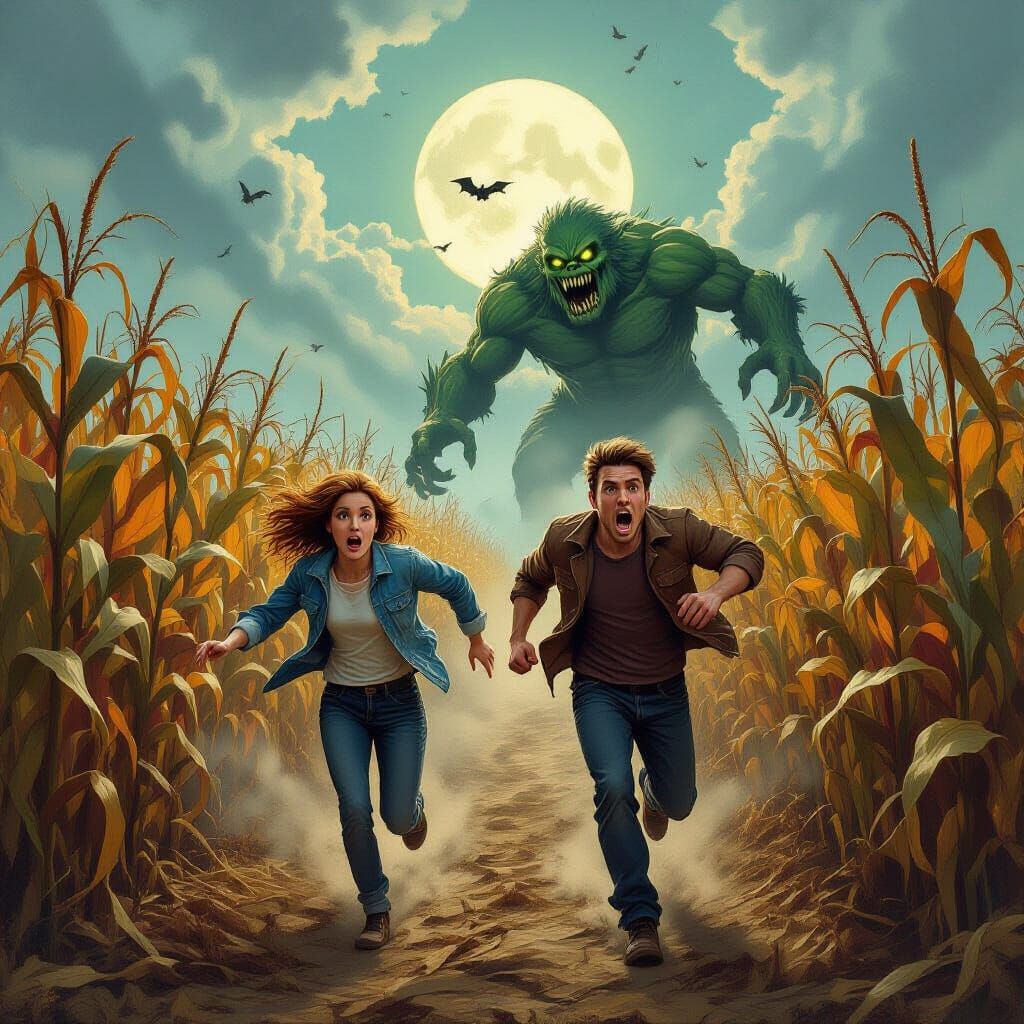Couple Flees Monster in Haunted Corn Maze