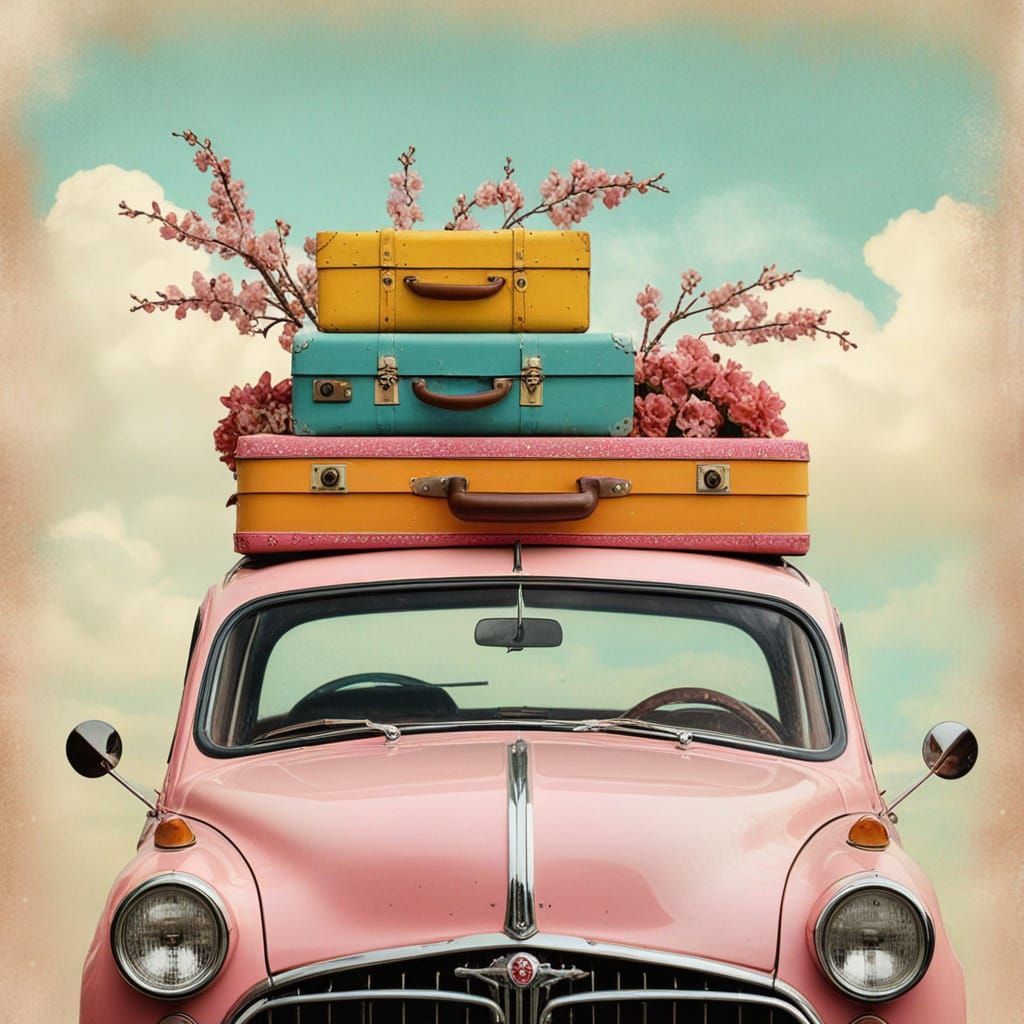 Vintage Whimsical Spring Break Scene