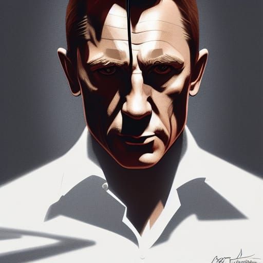 James Bond Portrait in Hyperdetailed Style
