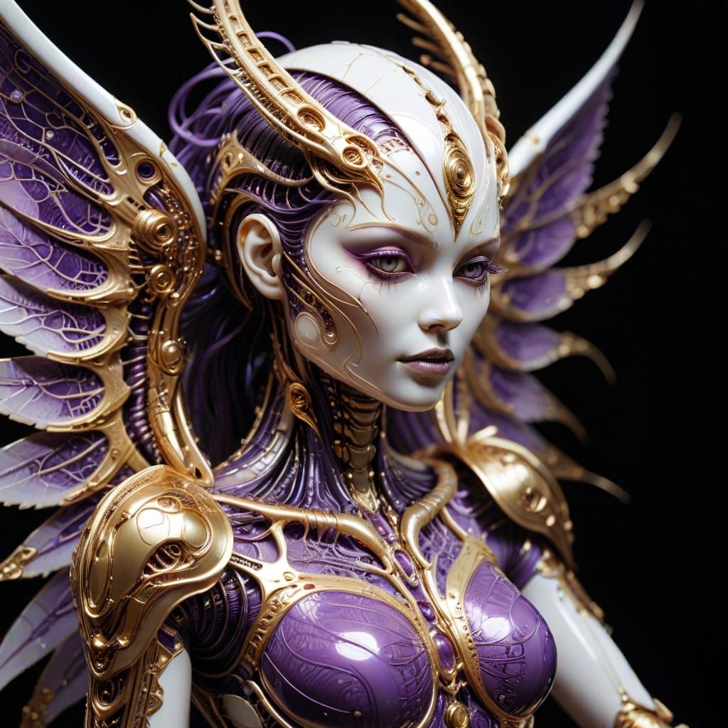 Cybernetic Angel Shines with Biomechanical Splendor