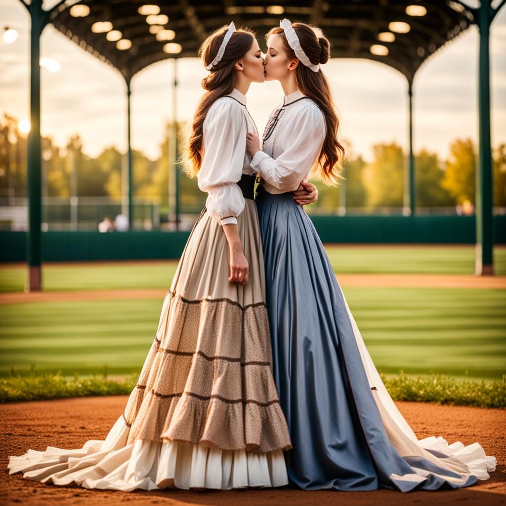 19th Century Kiss on the Baseball Field
