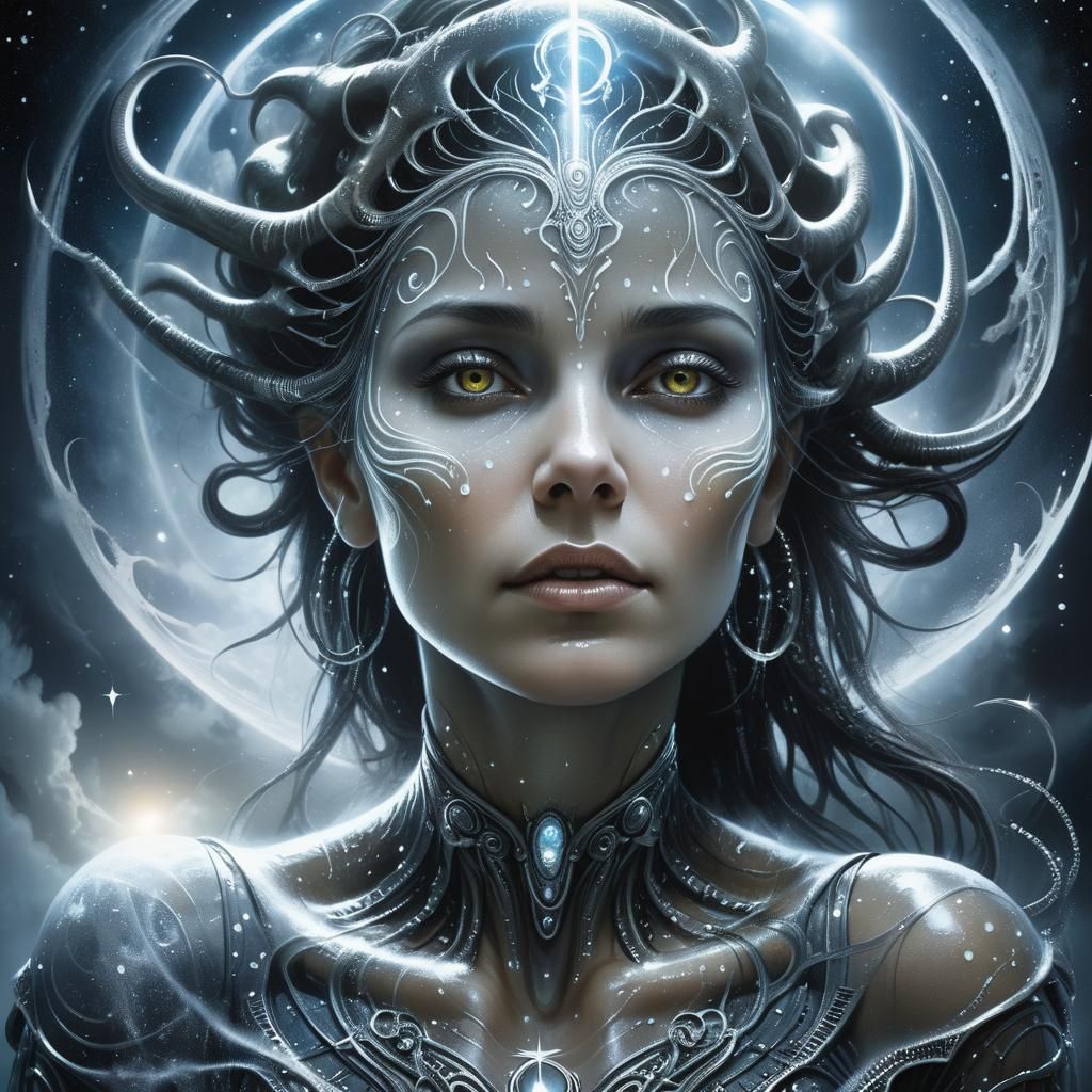 Mystical Woman Arising from Starry Mist