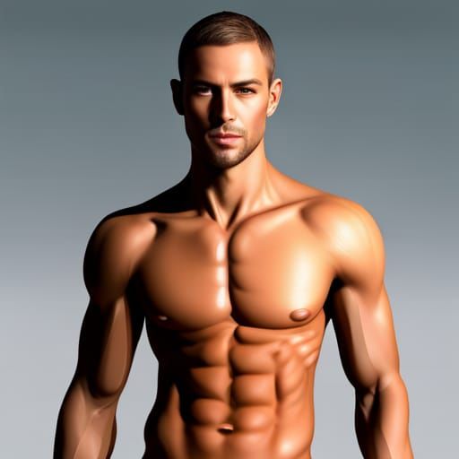 Detailed Photorealistic Portrait of a Muscular Man