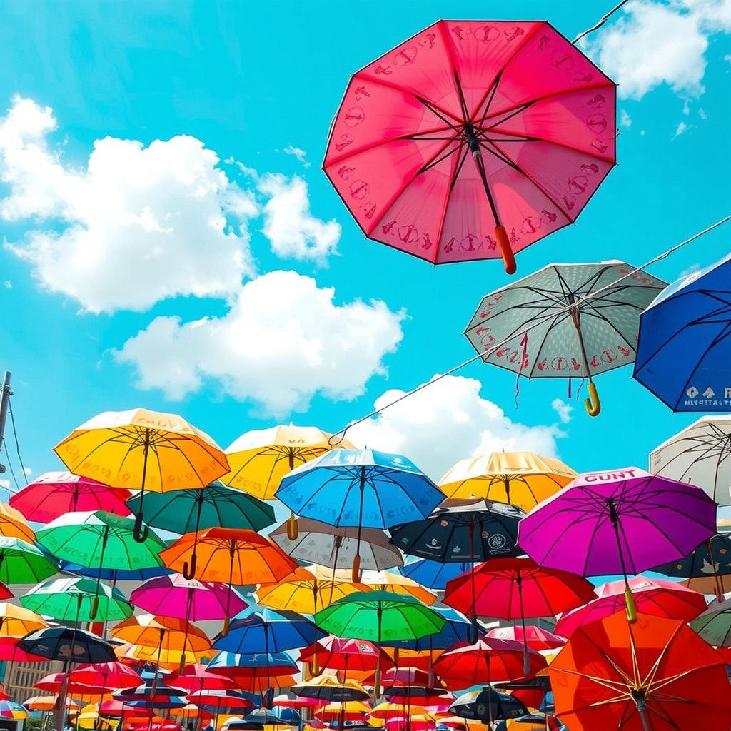 Vibrant Umbrella Parade