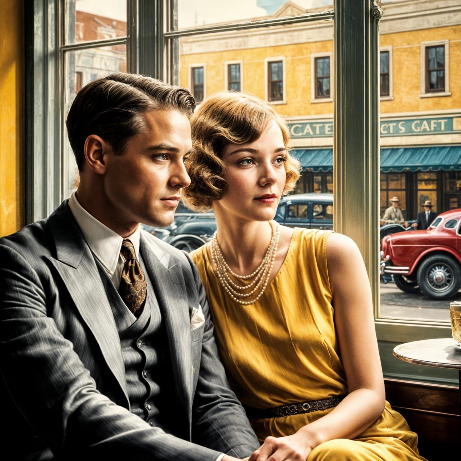 1920s Couple in Art Nouveau Style by Rutkowski