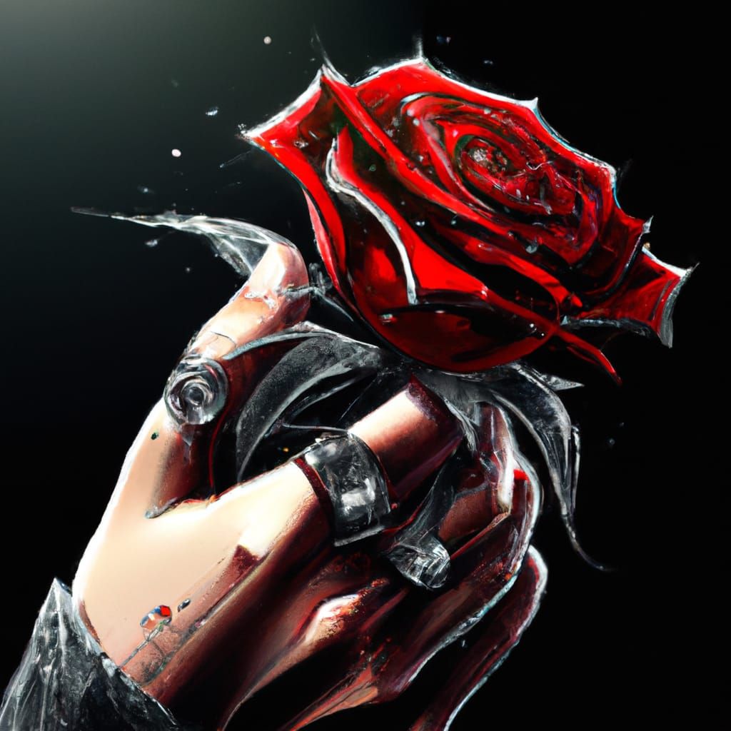 hand holding rose