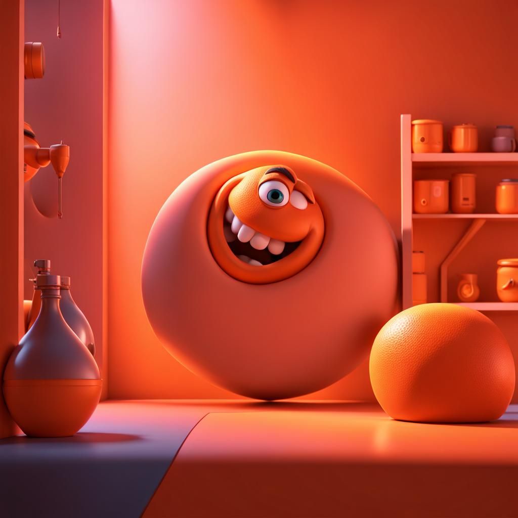 Vibrant Color Orange in 3D Digital Art