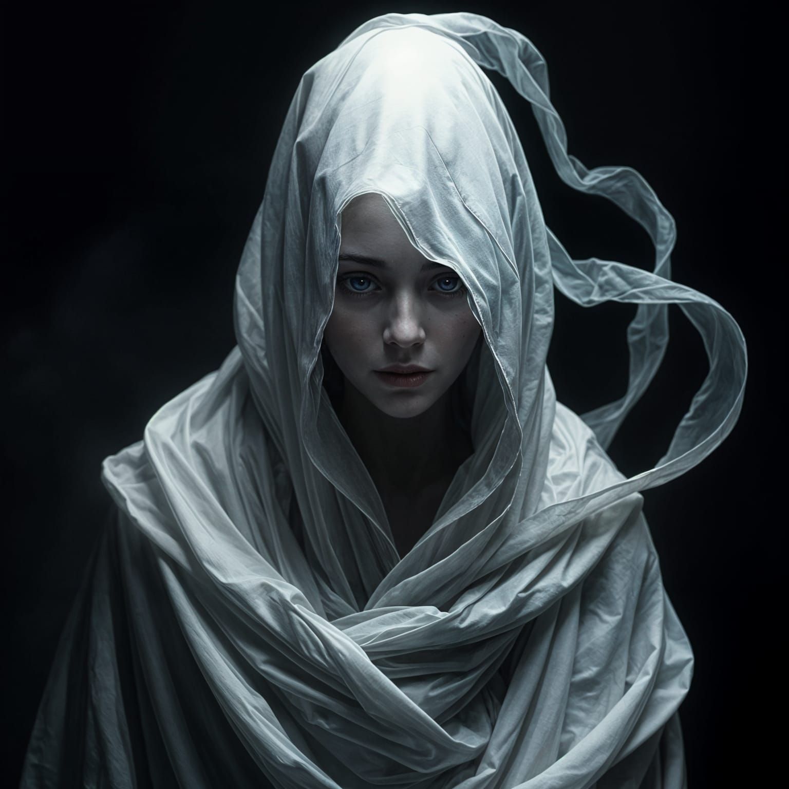 Ethereal White Entity in Dark Fantasy Setting