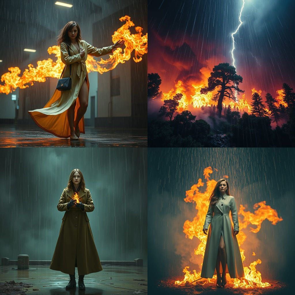 Realistic Fire and Rain: Nature's Opposites