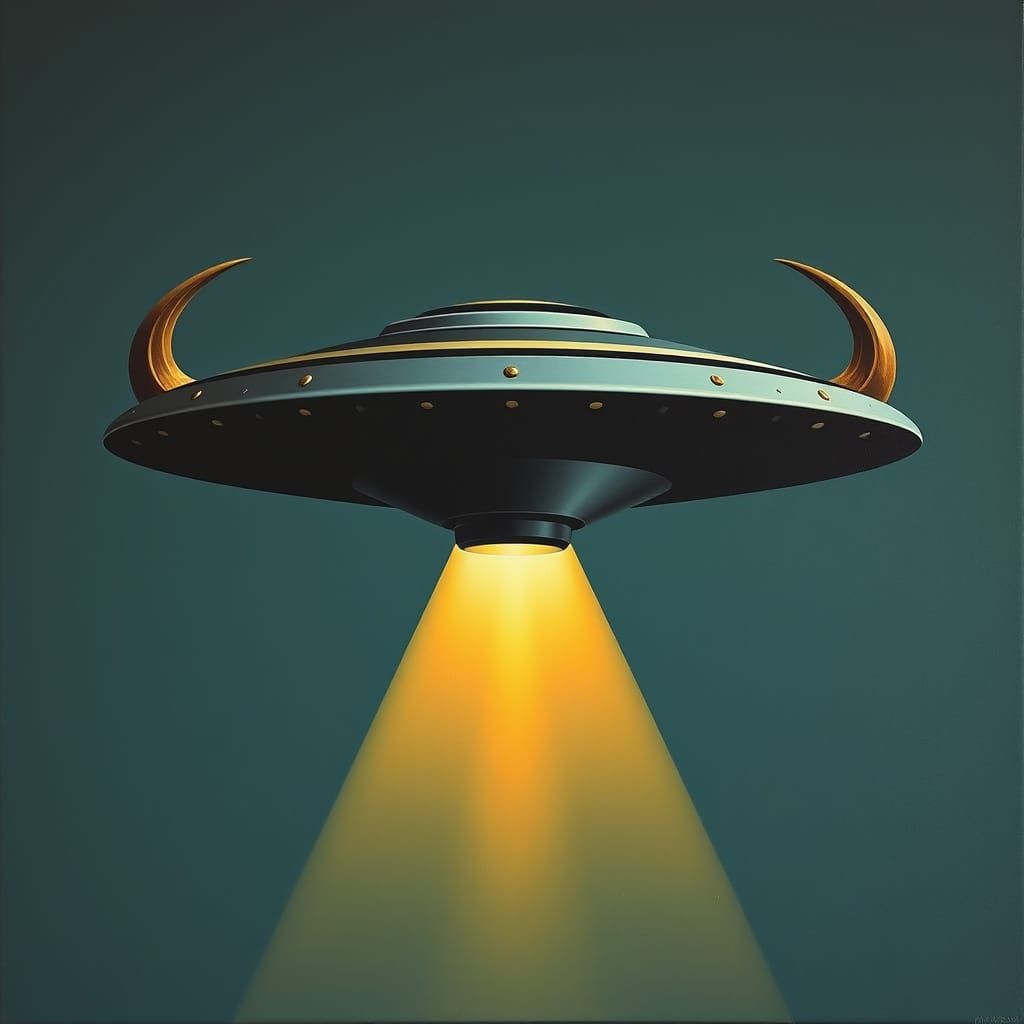 Avantgarde Minimalist UFO Buffalo Oil Painting