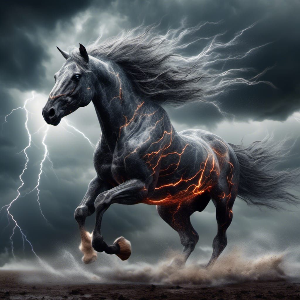 Nightmare Horse Galloping on Thundercloud