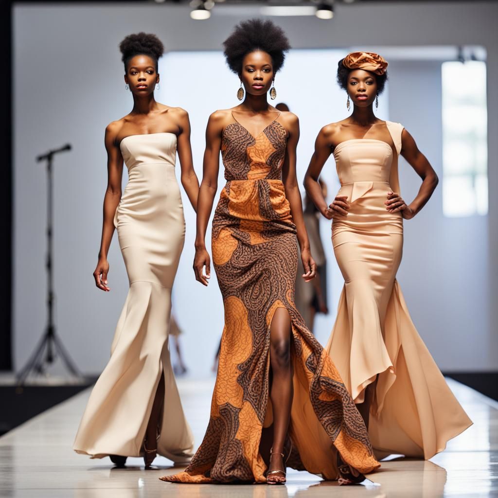Elegant African American Women Modeling on Runway