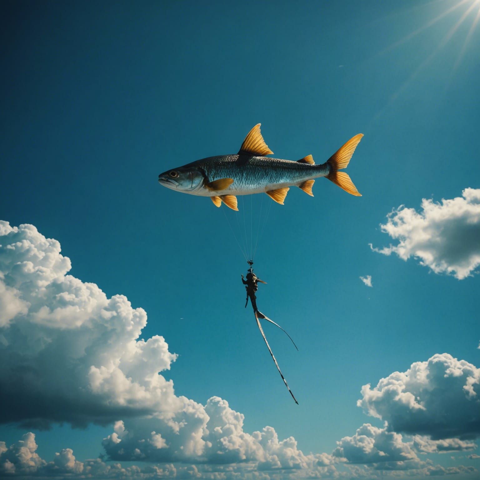 Dramatic Flying Fish Soaring in the Sky