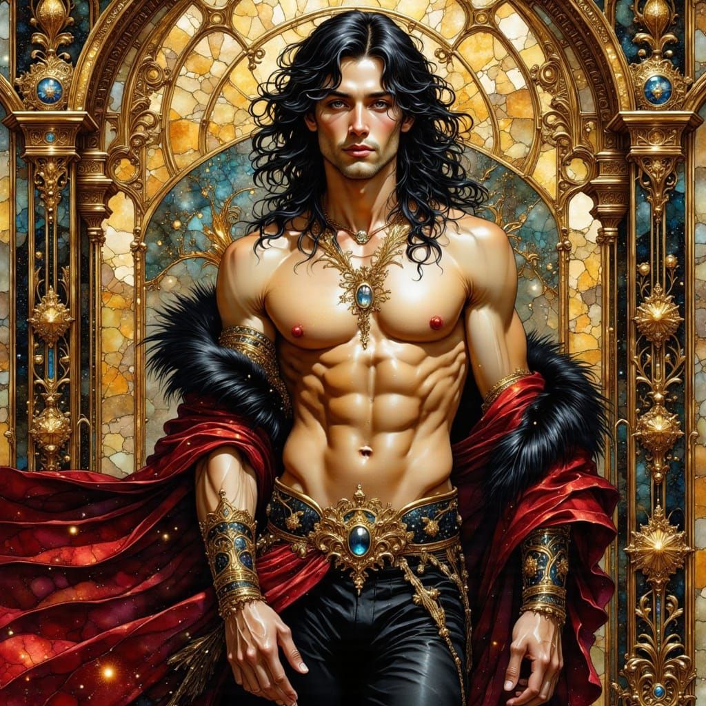 Gothic Nouveau Portrait with Gold Accents