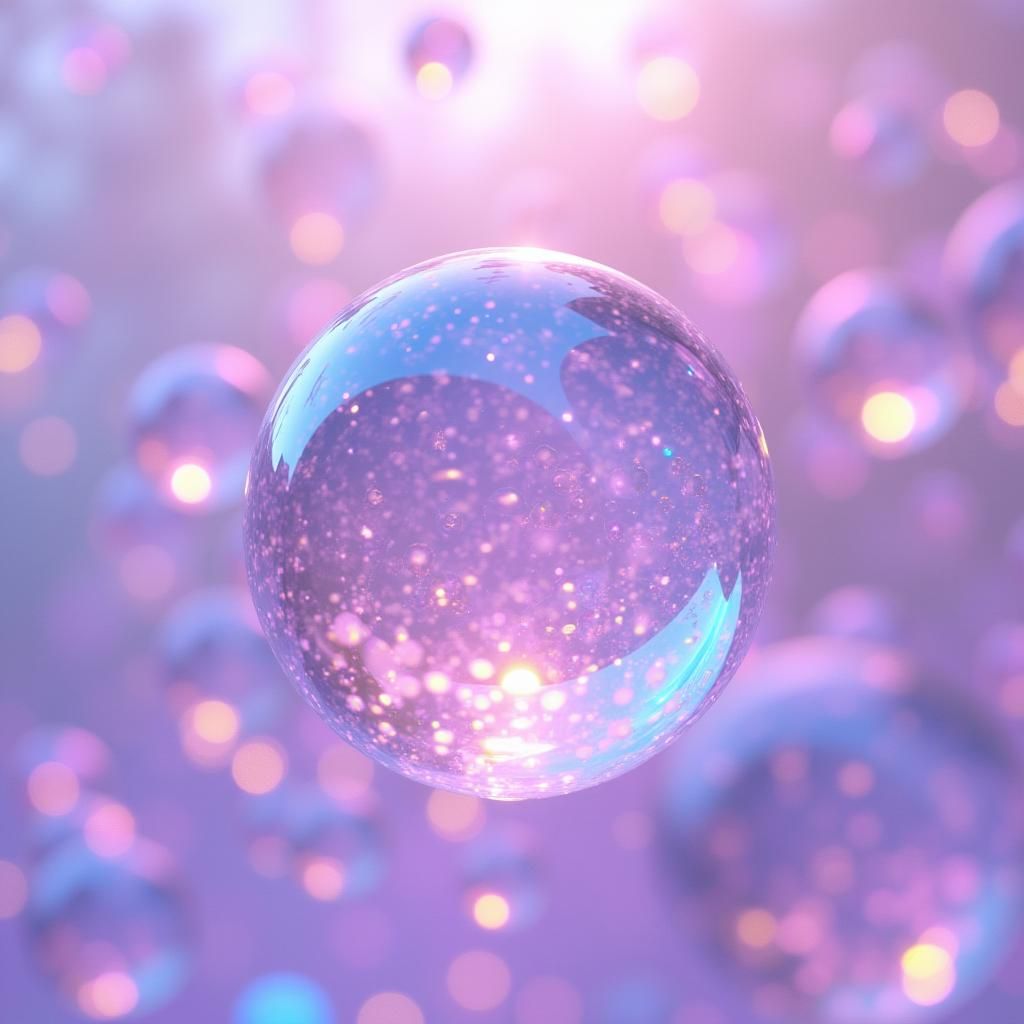 Iridescent Bubbles in a Hyper-Realistic Anime Style