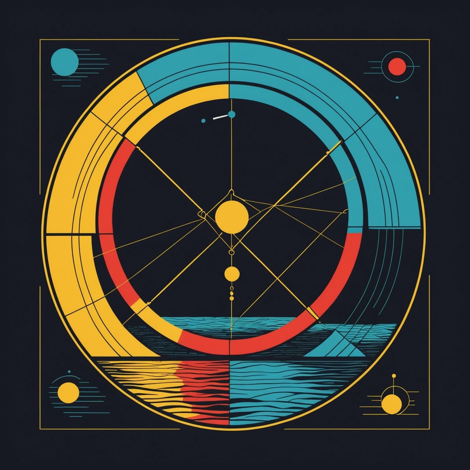 Fishing in the Dark: Geometric Pop Art Screen Print