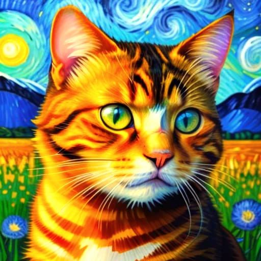 Cat in Van Gogh Style