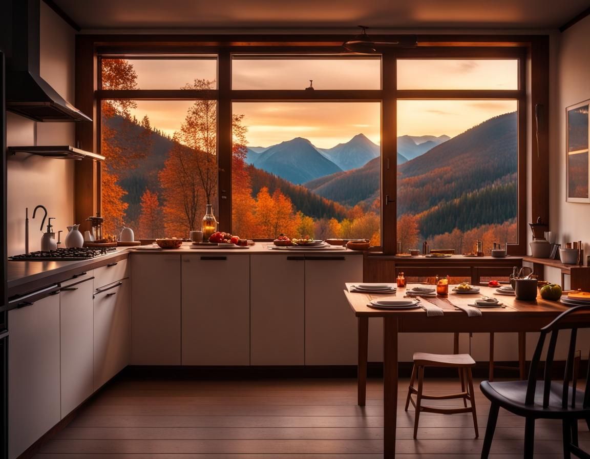 Cozy Kitchen in Mountain Home at Evening