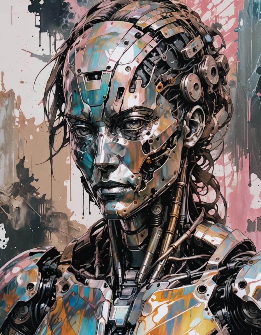 Cyberpunk Cyborg in Holographic Decay