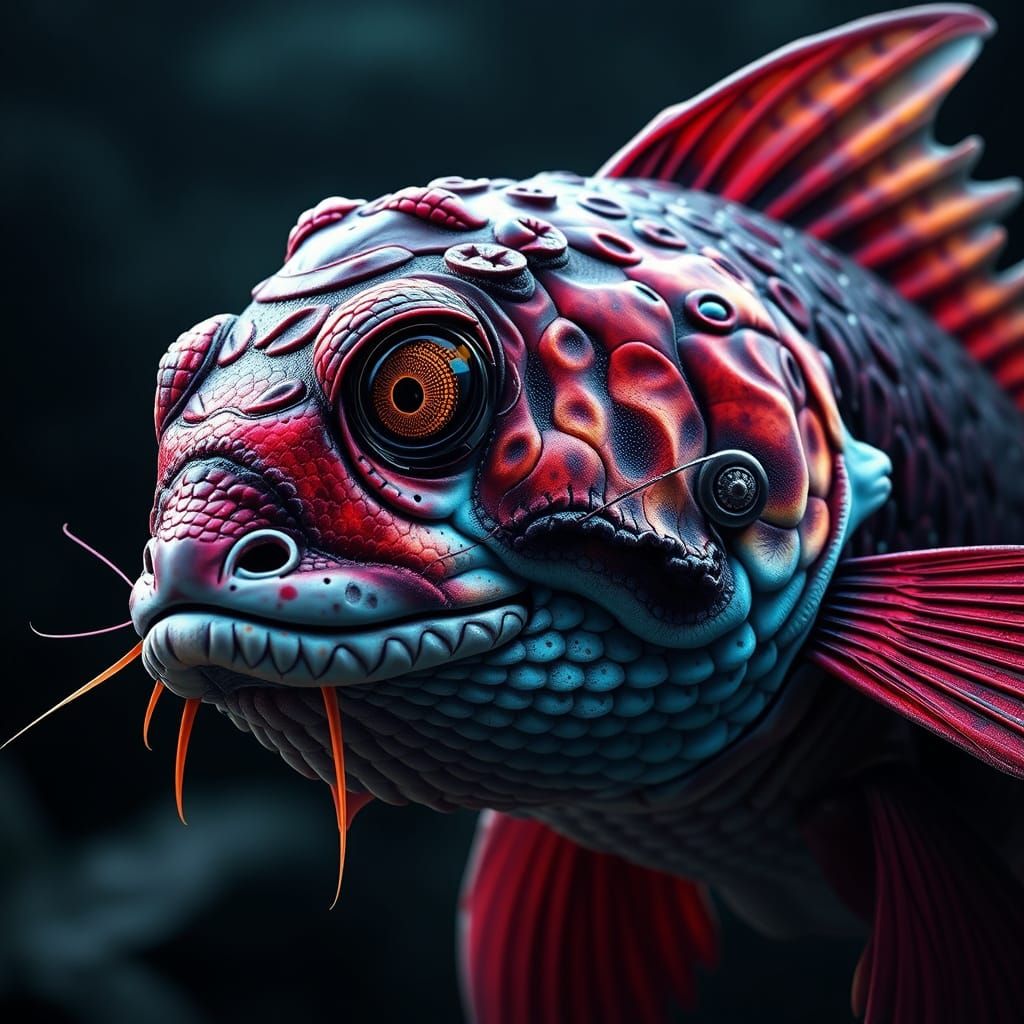 Hyperrealistic Catfish Portrait in Dark Fantasy Style