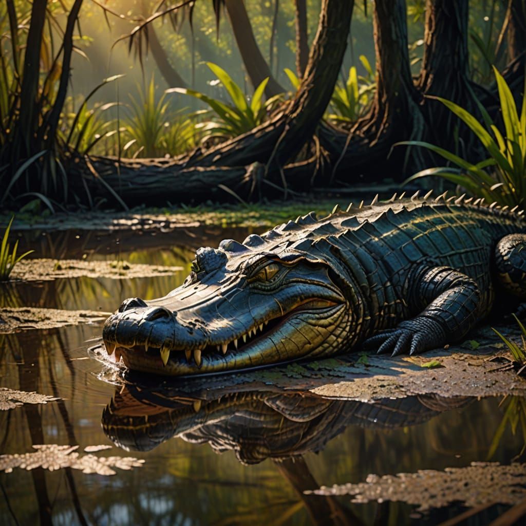 Majestic Swamp Alligator in Vibrant, Naturalistic Colors
