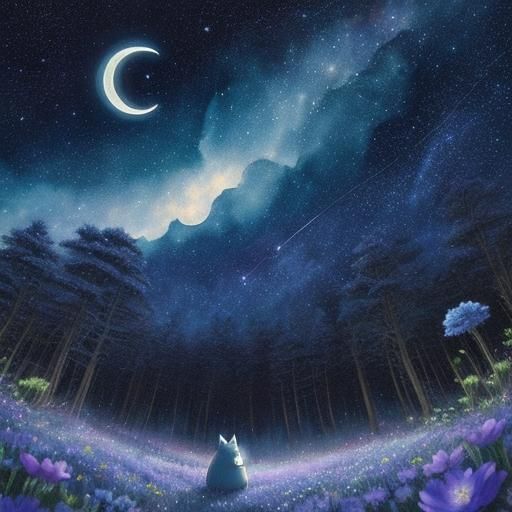 Gandalf and Totoro Star Gazing, Watercolor Pencil Art