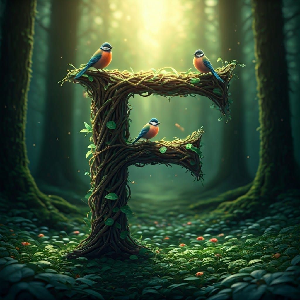 Letter 'F' of Branches in Mystical Forest