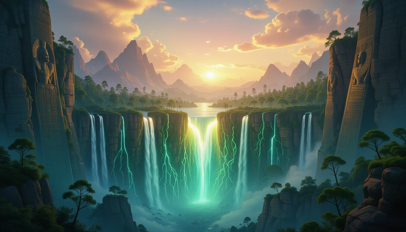 Surreal Glowing Rift in Floating Biomes